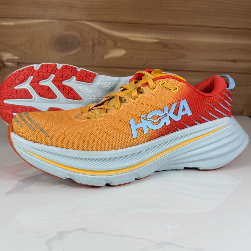 Hoka One One Bondi X Fiesta Amber Yellow Running Shoes 1113512 FAYW Mens 10D